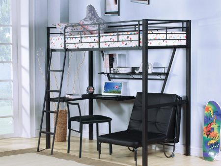 Senon Silver & Black Loft Bed & Desk For Sale