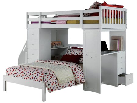 Acme Freya Loft Bed Set with Twin Bed in White 37145 37152 For Sale