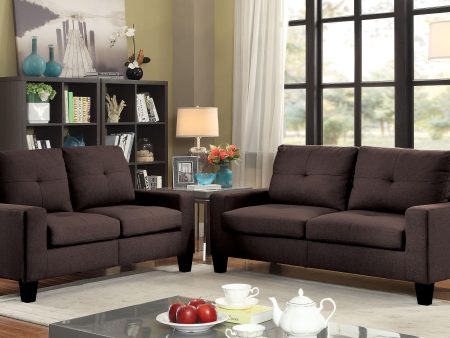 Platinum II Chocolate Linen Sofa & Loveseat For Sale