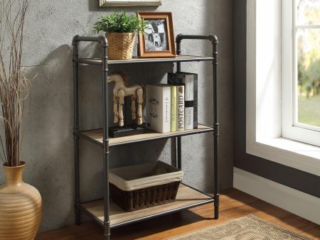 Itzel Antique Oak & Sandy Gray Bookshelf Cheap