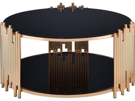 Acme Furniture Tanquin Coffee Table in Gold Black 84490 For Sale