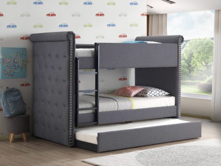 Romana II Gray Fabric Bunk Bed & Trundle (Twin Twin) Online