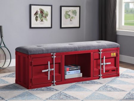 Cargo Gray Fabric & Red Bench (Storage) For Sale