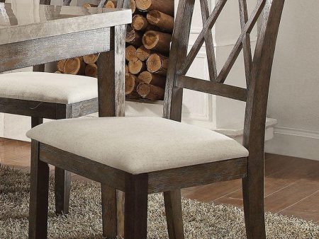 Acme Furniture Claudia Side Chair in Beige and Brown (Set of 2) 71717 For Sale