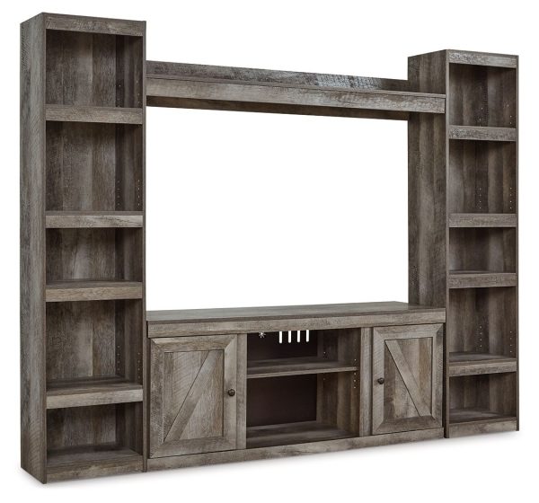 Wynnlow - Gray - 4-Piece Entertainment Center With LG TV Stand W Fireplace Option Discount