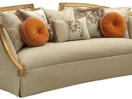 Acme Furniture Daesha Sofa in Tan Flannel & Antique Gold 50835 For Discount