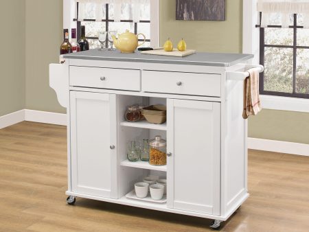 Tullarick Stainless Steel & White Kitchen Cart Fashion