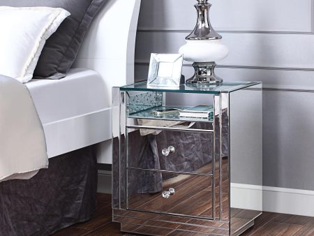 Nysa Mirrored & Faux Crystals Accent Table Sale