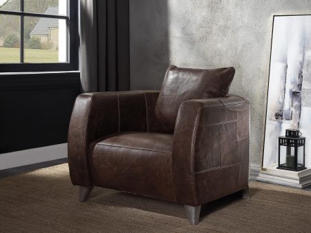 Kalona Distress Chocolate Top Grain Leather & Aluminum Accent Chair Hot on Sale