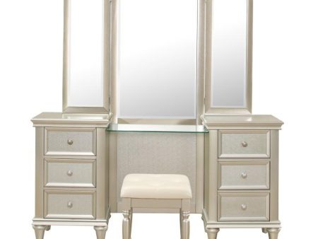 Celandine Vanity Dresser with Mirror in Silver 1928-15* Online Sale