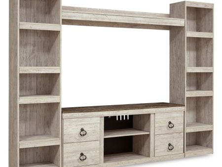 Willowton - Whitewash - 4-Piece Entertainment Center Hot on Sale