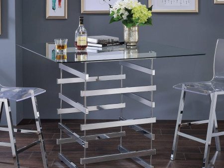 Acme Furniture Nadie Square Counter Height Table in Chrome 72590 Online Sale