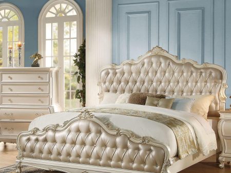 Acme Chantelle Queen Bed with Button Tufted Panels in Pearl White 23540Q Online now