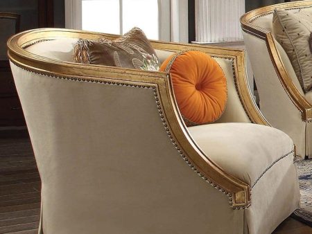 Acme Furniture Daesha Chair in Tan Flannel & Antique Gold 50837 For Cheap