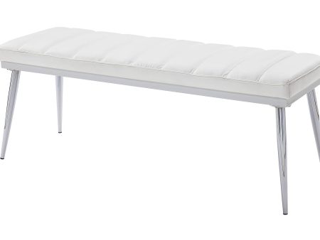 Weizor White PU & Chrome Bench For Sale