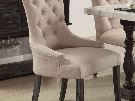 Acme Furniture Gerardo Upholstered Arm Chair in Beige and Espresso (Set of 2) 60823 Online Sale