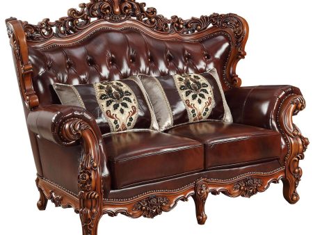 Acme Furniture Eustoma Loveseat in Cherry and Walnut 53066 Hot on Sale