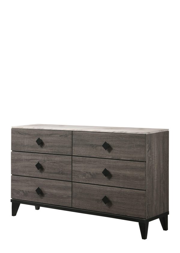 Avantika Faux Marble & Rustic Gray Oak Dresser Sale