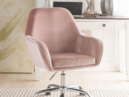 Eimer Peach Velvet & Chrome Office Chair on Sale