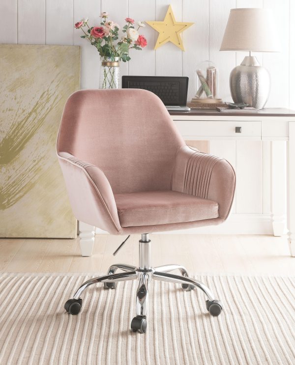 Eimer Peach Velvet & Chrome Office Chair on Sale