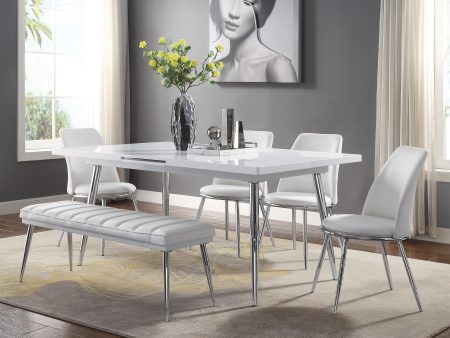 Weizor White High Gloss & Chrome Dining Table Hot on Sale