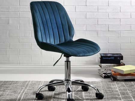 Muata Twilight Blue Velvet & Chrome Office Chair Cheap