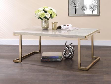 Boice II Faux Marble & Champagne Coffee Table Online Sale