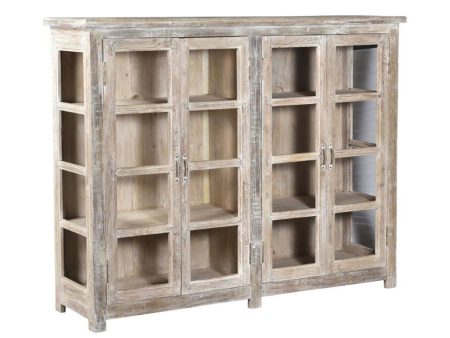 Alta - 4 Door Glass Panel Storage Cabinet - Antique White For Discount