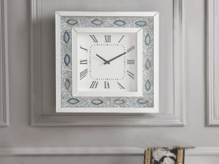 Sonia Mirrored & Faux Agate Wall Clock For Sale