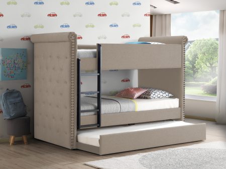 Romana II Beige Fabric Bunk Bed & Trundle (Twin Twin) Sale