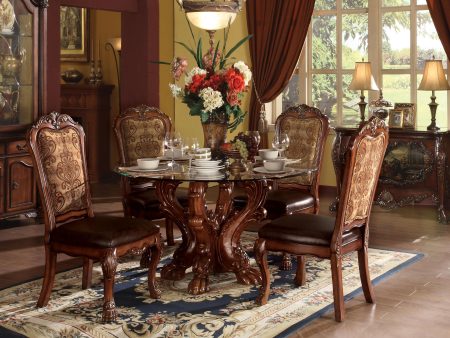 Dresden Cherry Oak & Clear Glass Dining Table Fashion