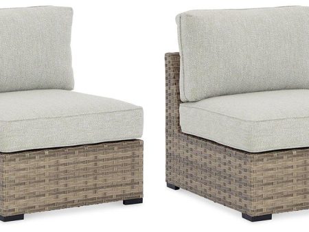 Calworth Outdoor Armless Chair with Cushion (Set of 2) Discount