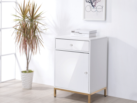 Ottey White High Gloss & Gold Cabinet Online