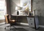 Brancaster Distress Chocolate Top Grain Leather & Aluminum Desk Hot on Sale