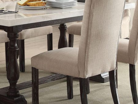 Acme Furniture Gerardo Upholstered Side Chair in Beige and Espresso (Set of 2) 60822 Online