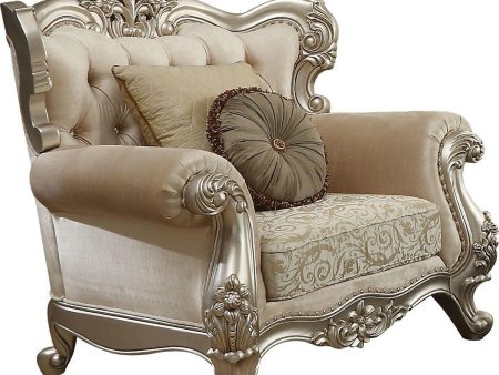 Acme Furniture Bently Chair with 2 Pillows in Champagne 50662 For Sale