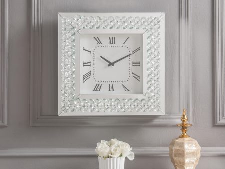 Lotus Mirrored & Faux Crystals Wall Clock Online Hot Sale