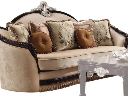 Acme Furniture Ernestine Loveseat with 6 Pillows in Tan and Black 52111 For Cheap