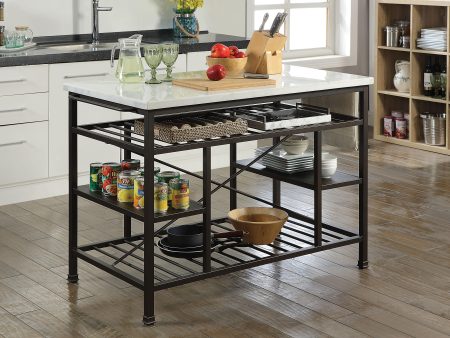 Lanzo Marble & Gunmetal Kitchen Island (Counter) Online Sale