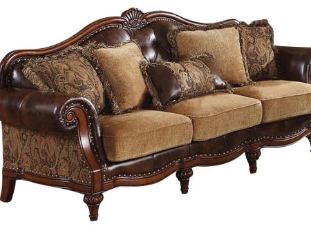 Acme Dreena Traditional Bonded Leather and Chenille Sofa 05495 on Sale