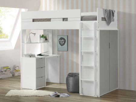 Nerice White & Gray Loft Bed Online