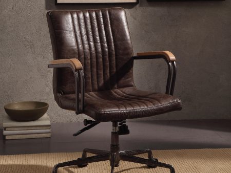 Joslin Distress Chocolate Top Grain Leather Office Chair Online now