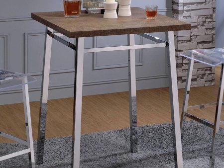 Acme Furniture Nadie Square Bar Table in Chrome and Oak 72595 Online Hot Sale