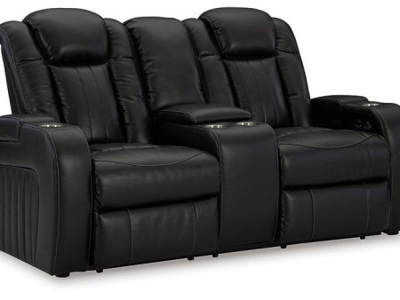 Caveman Den Power Reclining Loveseat with Console For Sale