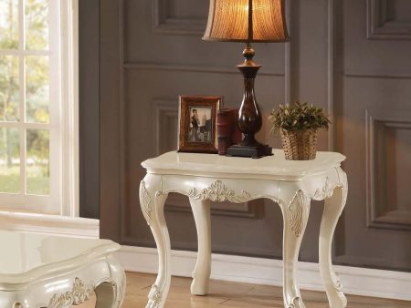 Acme Chantelle End Table with Marble Top in Pearl White 83542 Sale