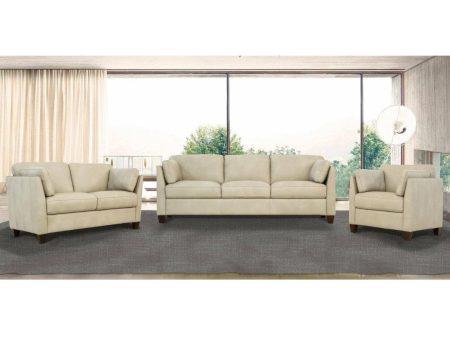 Matias Dusty White Leather 3-Piece Living Room Set Online Hot Sale