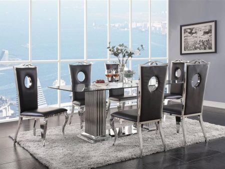 Cyrene Stainless Steel & Clear Glass Dining Room Set Online