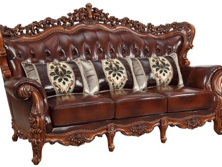 Acme Furniture Eustoma Sofa in Cherry and Walnut 53065 For Sale