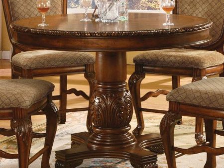 Acme Chateau De Ville Round Counter Height Pedestal Table in Cherry 04082 For Cheap