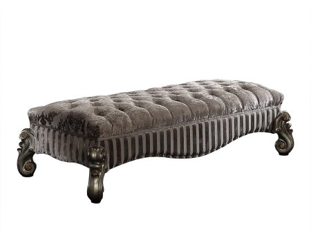 Versailles Fabric & Antique Platinum Bench Online Hot Sale